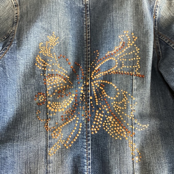 Embellished Distressed Seductions Jeans Cotton Jean Jacket Size 7 - Picture 7 of 10